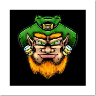 St PAtricks Day face dring beer Posters and Art